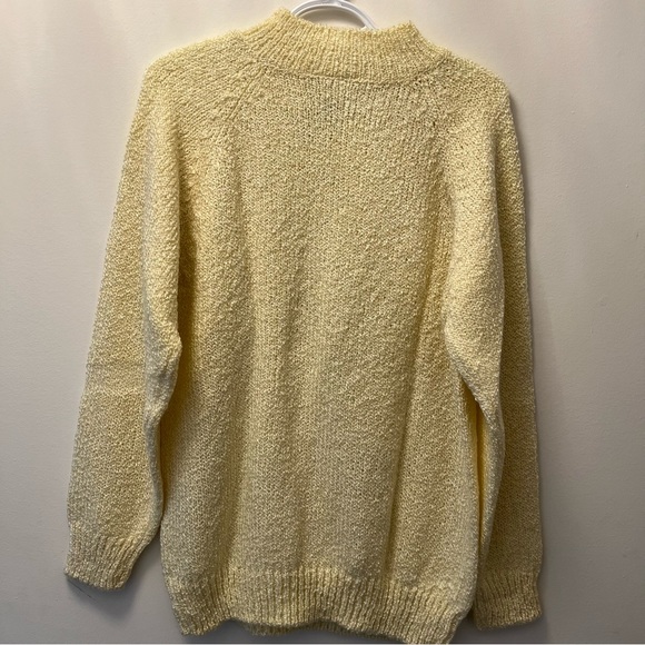 Jennifer Moore Women Sweater Button Mock Neck Pastel Yellow Pullover US L - Picture 3 of 9